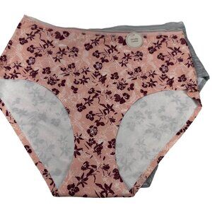 Lot Of Two Inner Sense Women's Size Medium Panty Brief Floral Pink Gray New